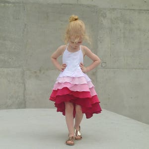 Girls Birthday Party & Flower Girl Flamenco Dress in Pink Ombré