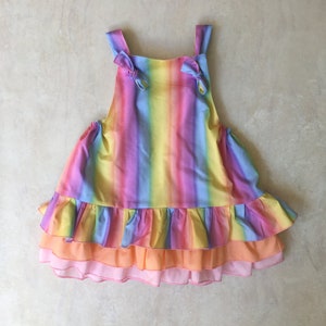 Robe salopette de fête d'anniversaire arc-en-ciel pour fille
