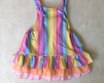 Girls Rainbow Candy Birthday Party Overalls Dress