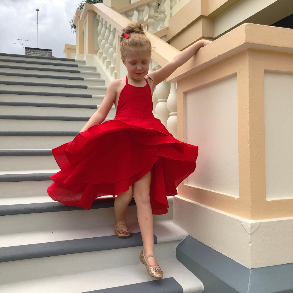 Girls casual red dress sale