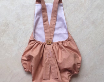 Baby Girls Strappy Romper in Dusty Rose Pink