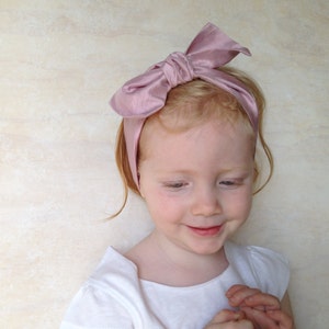 Girls Head Wrap Scarf in Lilac Crushed Silk