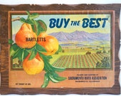 Buy The Best Scenic Pear Crate Box Label from Sacramento, CA - Hand Carved Wood Frame, Plaque - Vintage Advertising - Americana