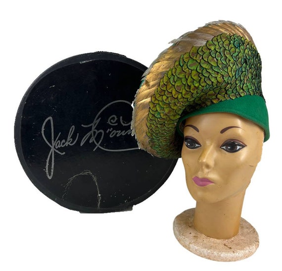 Vintage Jack McConnell Peacock Feather Hat: Couture Millinery