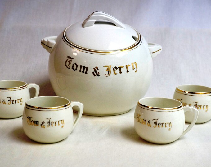 Vintage Tom and Jerry Punch Bowl Set Tom and Jerry Kikusui Punch Bowl