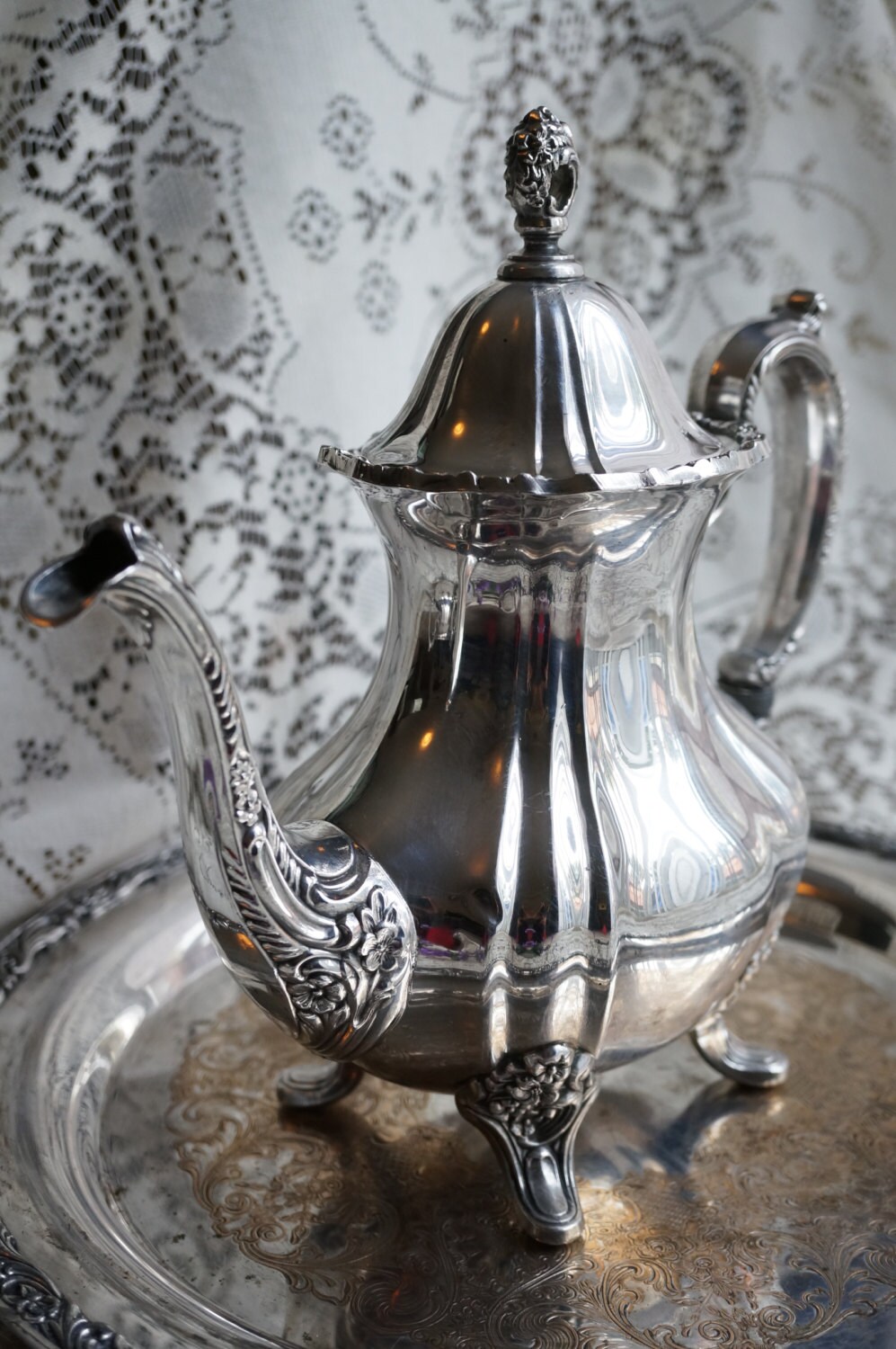 EPCA Lancaster Rose by Poole 400 Vintage Silver Teapot Set Etsy