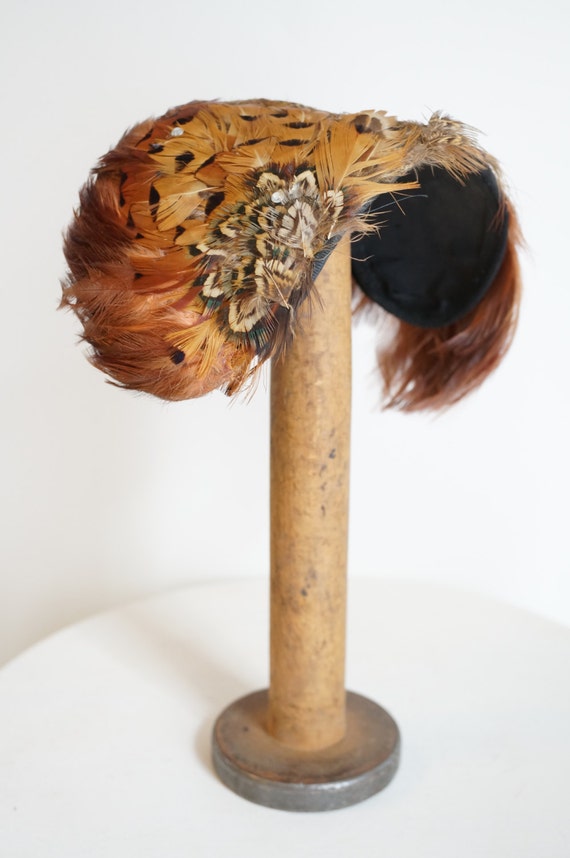 Vintage Pheasant Feather Hat, Pheasant Feather Fa… - image 2