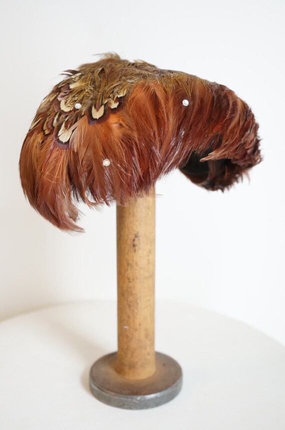 Vintage Pheasant Feather Hat, Pheasant Feather Fa… - image 3