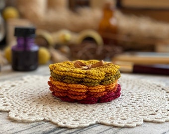 10 fall color crochet mini doily flowers, spool pin doilies, 2" vintage cute doilies, cottagecore boho decor, thank you gift, pretty doilies