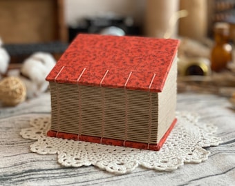 Hand-Bound Kraft Paper Journal: Extra Thick Red Fabric Cover, 600 Pages
