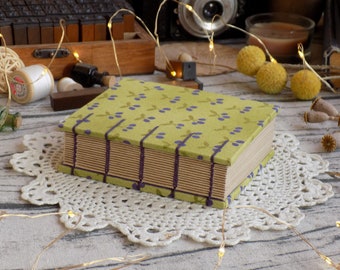 Small botanical pocketbook, password book, 300-page sage green journal, A7 kawaii sketchbook, olive kraft notebook, thick cute scrap book