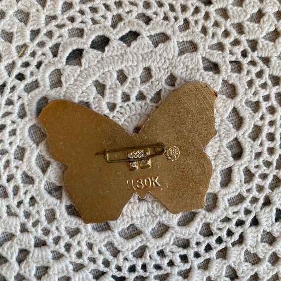 Big butterfly enamel pin, 2" vintage cute brooch,… - image 10