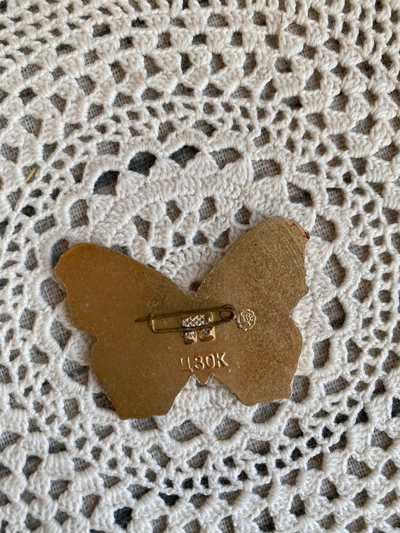 Big butterfly enamel pin, 2" vintage cute brooch,… - image 8