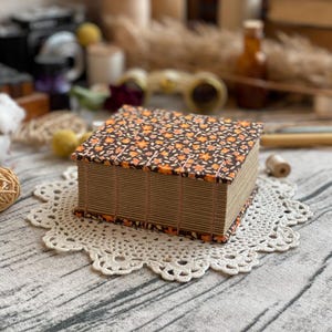 Journal relié à la main, cahier de 500 pages fait main au point copte, esthétique vintage cottage, livre en papier kraft à couverture rigide