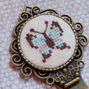 Butterfly Embroidery Metal Bookmark: Handmade Book Lover Gift