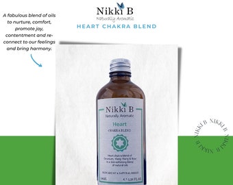 Nikki B Heart Chakra Blend - A Natural Body Oil for Skin Nourishment for Balance & Joy, Geranium, Rose, Ylang Ylang