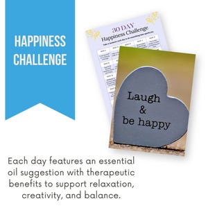 Sfida dei 30 giorni di felicità – Guida stampabile per la cura di sé e l'aromaterapia / Cura di sé / Trova la tua gioia / Idee per l'aromaterapia
