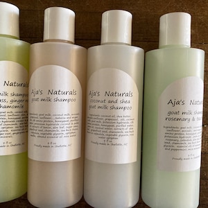 Goat Milk Shampoo-Original, Rosemary Tea Tree , Coconut Shea,  Lemongrass Ginger,Lavender,Naked  8 oz.