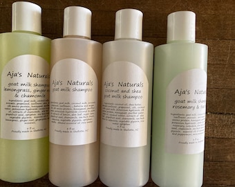 Goat Milk Shampoo-Original, Rosemary Tea Tree , Coconut Shea,  Lemongrass Ginger, Naked  8 oz.