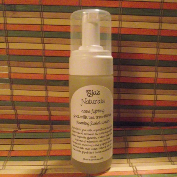 Goat Milk Acne Fighting Foaming Facial Wash Tea Tree Citrus 5oz by Aja's Naturals