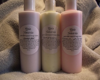 GOAT  MILK Body Lotion 8 oz  Pick Your Scent by Aja's Naturals