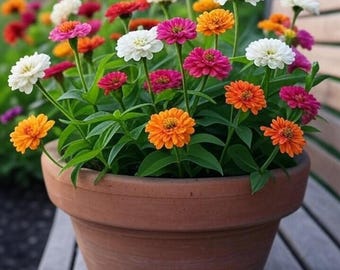Semillas de Zinnias mix variedad colores. Zinnia elegans. Lote 200 semillas con instrucciones de germinación. Listas para sembrar.