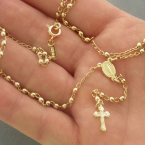 Gold Filled Little Rosary Necklace w/ clasp Delicate Look Gold Necklace Sturdy Built Gold Rosary Gold Filled Jewelry image 1