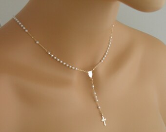 Rosary Necklace Rosary Cross Necklace Gold Rosary Catholic Rosary Silver Rosary gold necklace gold rosary necklace necklace pearl necklace