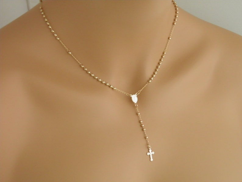 Gold Filled Little Rosary Necklace w/ clasp Delicate Look Gold Necklace Sturdy Built Gold Rosary Gold Filled Jewelry image 2