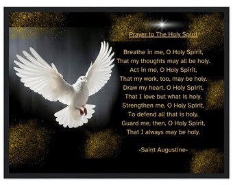 Saint Augustine Prayer to The Holy Spirit Prayers Devotional Wall Art Museum-Quality Matte Paper Wooden Framed Poster for Timeless Elegance