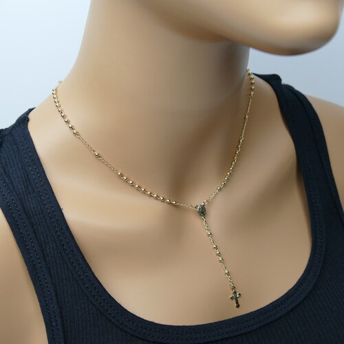 Rosary Necklace Rosary Cross Necklace Catholic Rosary Gold Etsy