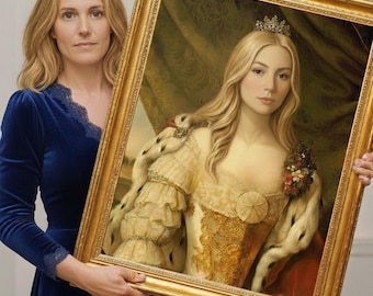 馬に乗った女性のカスタムポートレート | ルネサンス時代の肖像画