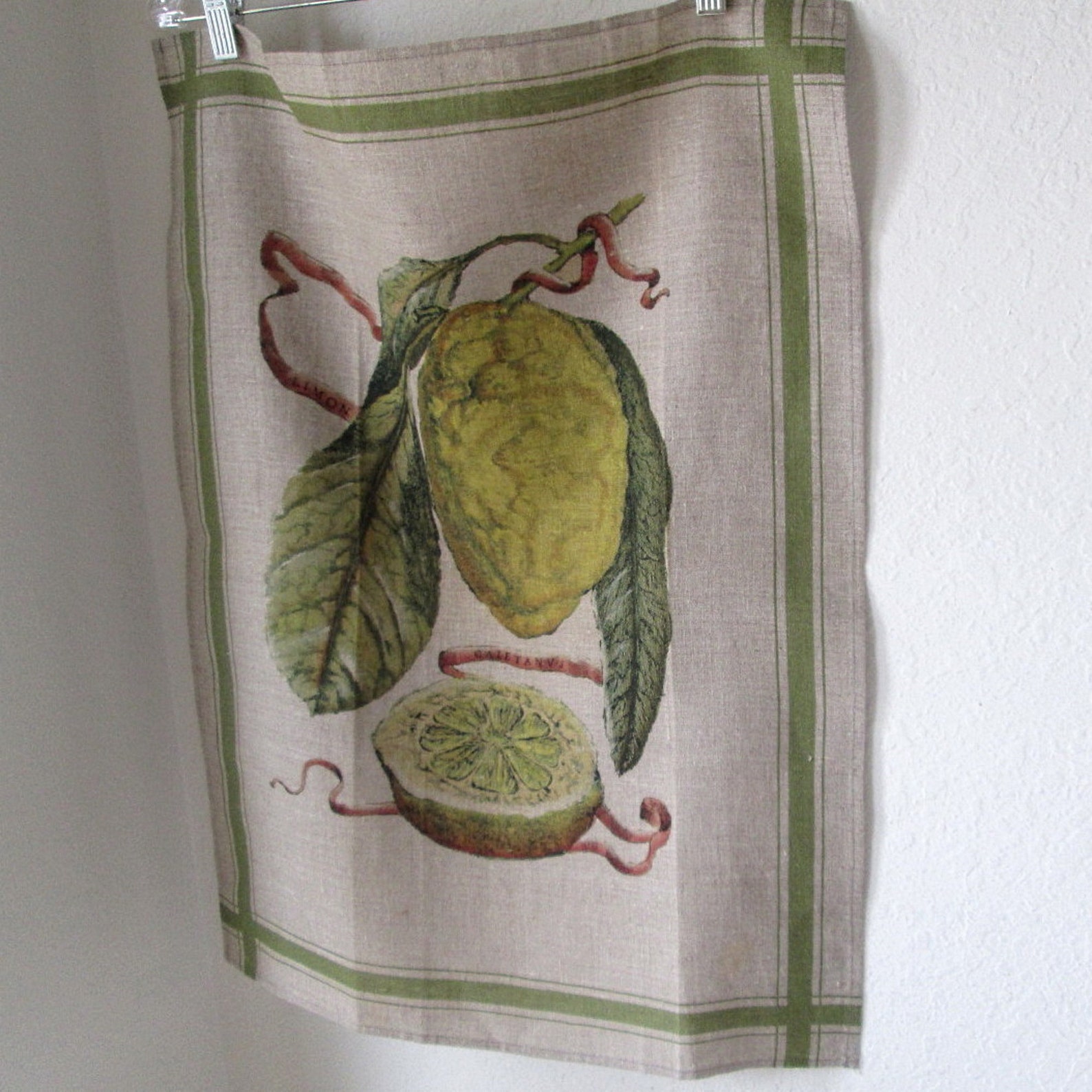 Lemon linen tea towel natural Italian linen a botanic beauty Etsy