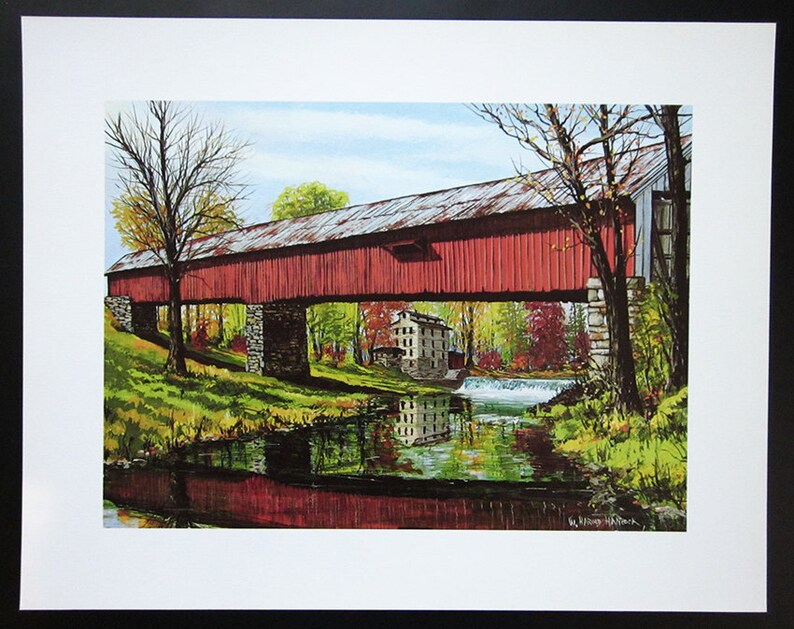 COVERED BRIDGES Four Seasons Art Prints Landscape Art 4 Etsy
