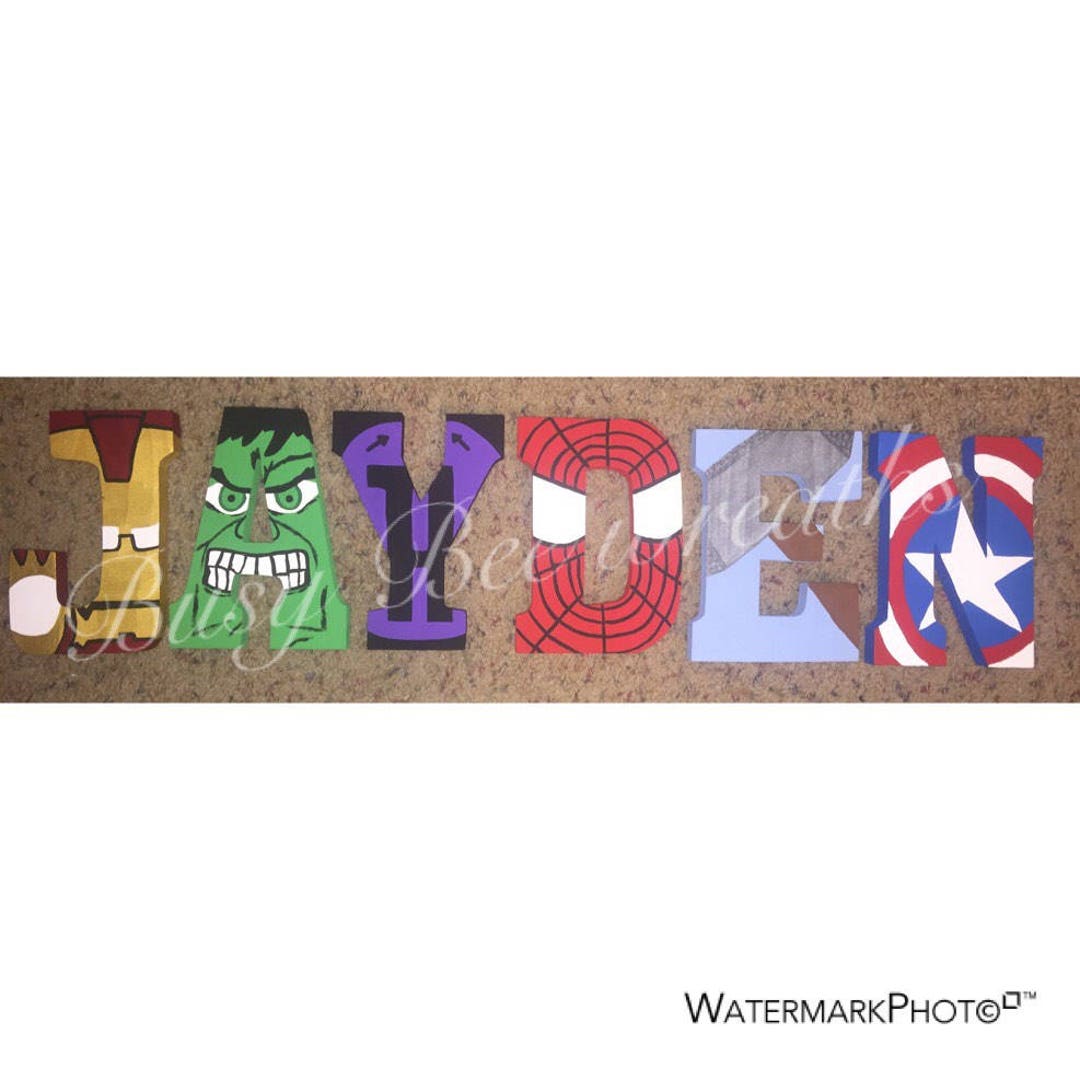 Marvel Wood Letters. Comic Book. Hand Painted Wood Letters. Boys Room