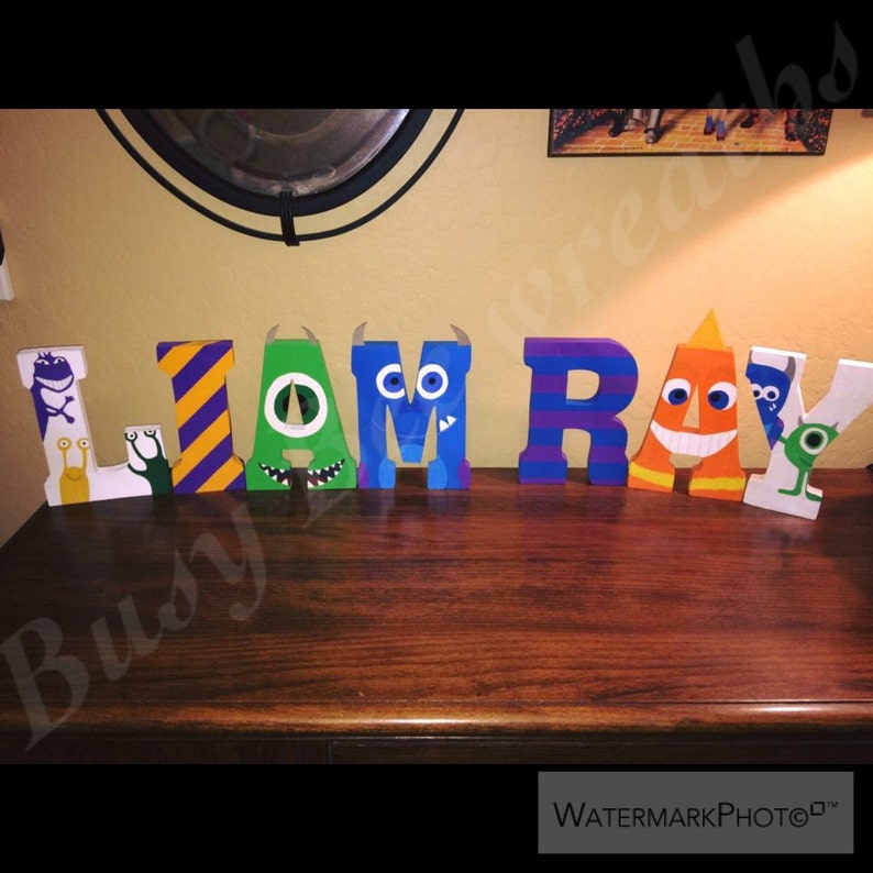 Monsters Inc Hand Painted Wooden Letters Monster Inc Etsy
