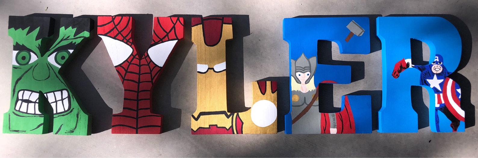 Marvel wood letters. comic book. Hand painted wood letters. Etsy