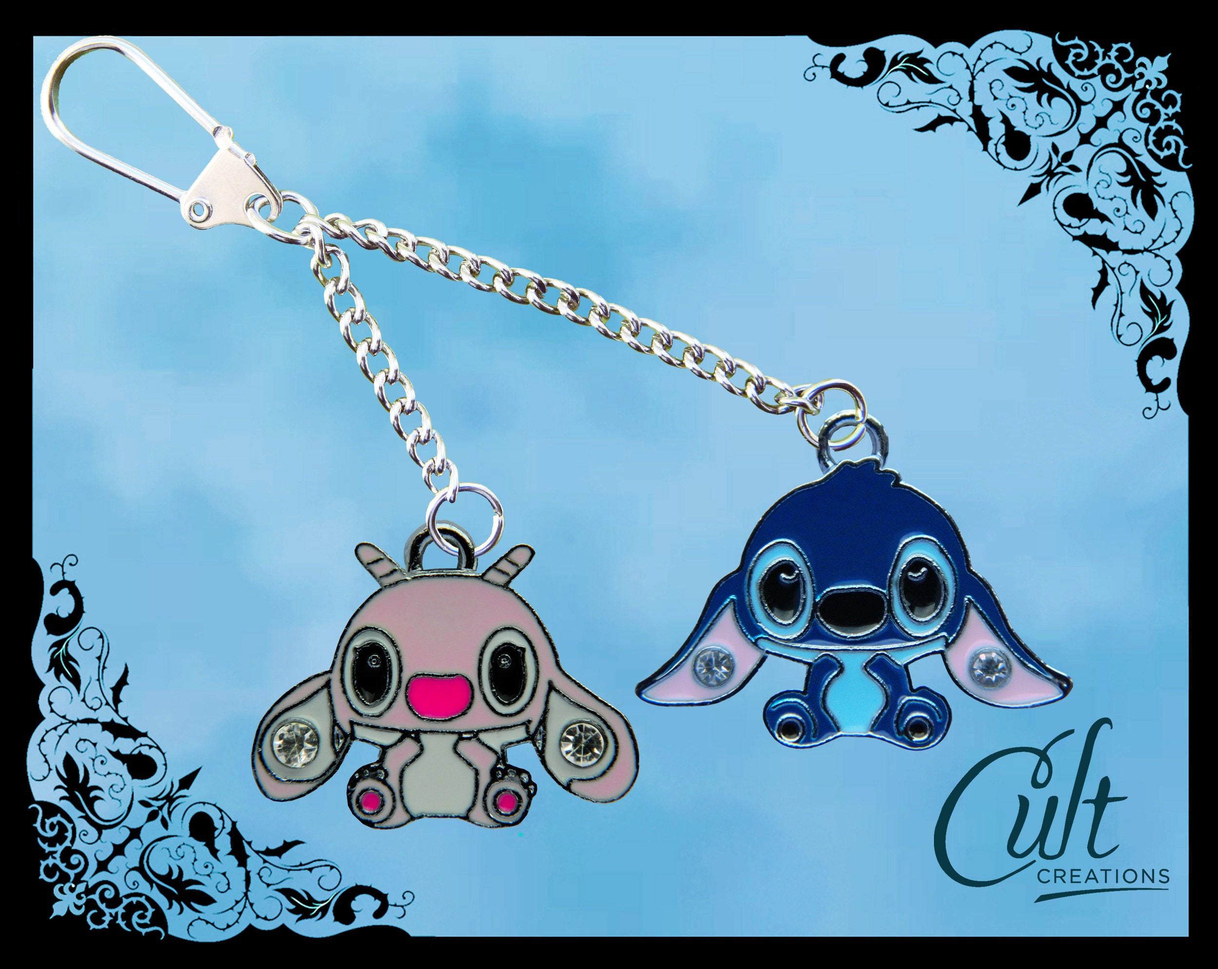 Disney Lilo & Stitch Key Chain/keyring With Stitch and Angel Free