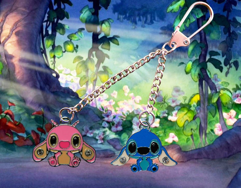 Disney Lilo & Stitch Key Chain/keyring With Stitch and Angel Etsy