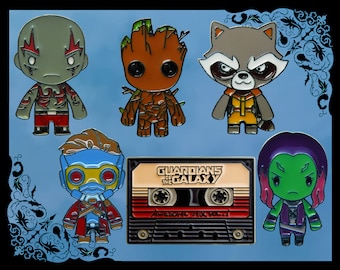 Marvel Guardians of the Galaxy metal & enamel pins / pin badges Groot Mix Tape Rocket Drax Gamora Starlord