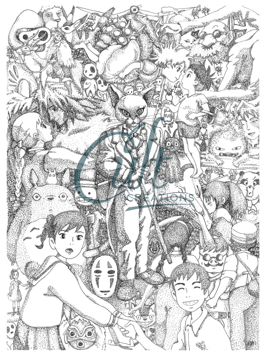 Studio Ghibli inspired artwork print | Etsy