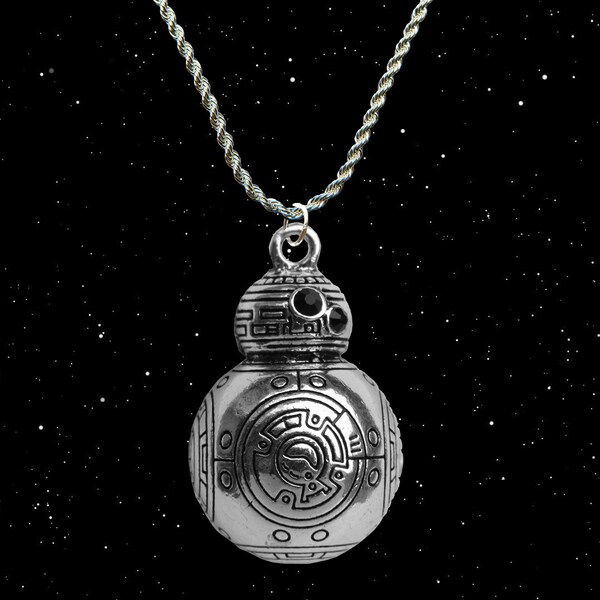 Star Wars The Force Awakens Silber / faux lederhalskette mit BB-8 Anhänger