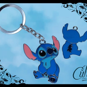 Disney Lilo & Stitch key chain/key ring with Double sided Stitch charm keychain
