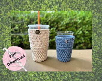 Star Stitch Crochet Cup Cozy Pattern | Iced Coffee Sleeve (PDF Download)