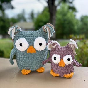 Owl Bundle large and small low sew CROCHET PATTERN