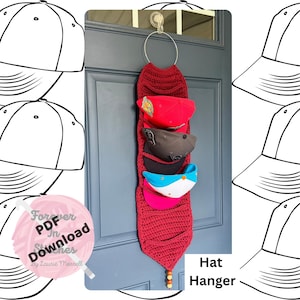 Crochet Baseball Cap Holder | Wall Hat Organizer | Closet Storage Rack  | Digital PDF