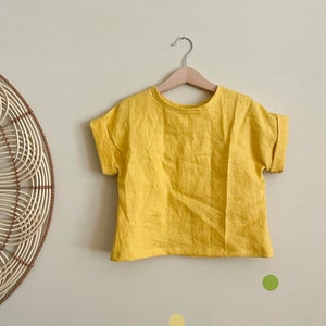 the mini Kelly tee a Kids Loose fit Linen Tee boxy T shirt top image 3