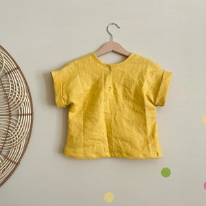 the mini Kelly tee a Kids Loose fit Linen Tee boxy T shirt top image 4