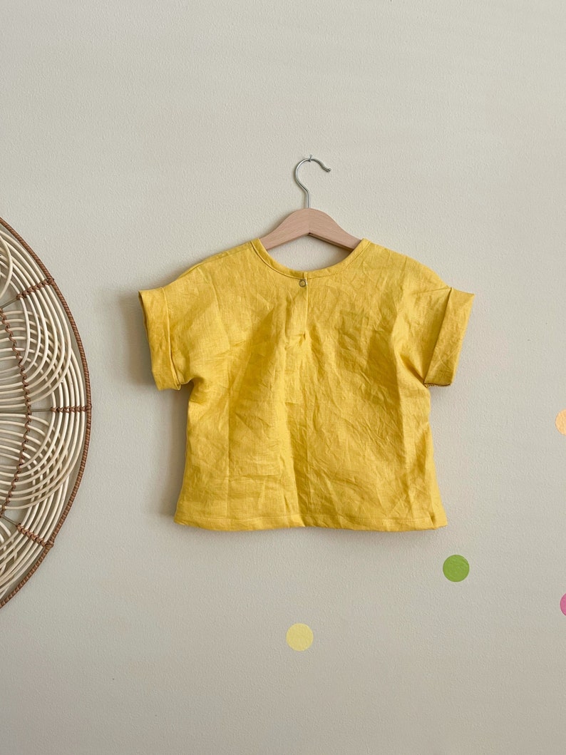 the mini Kelly tee a Kids Loose fit Linen Tee boxy T shirt top image 4