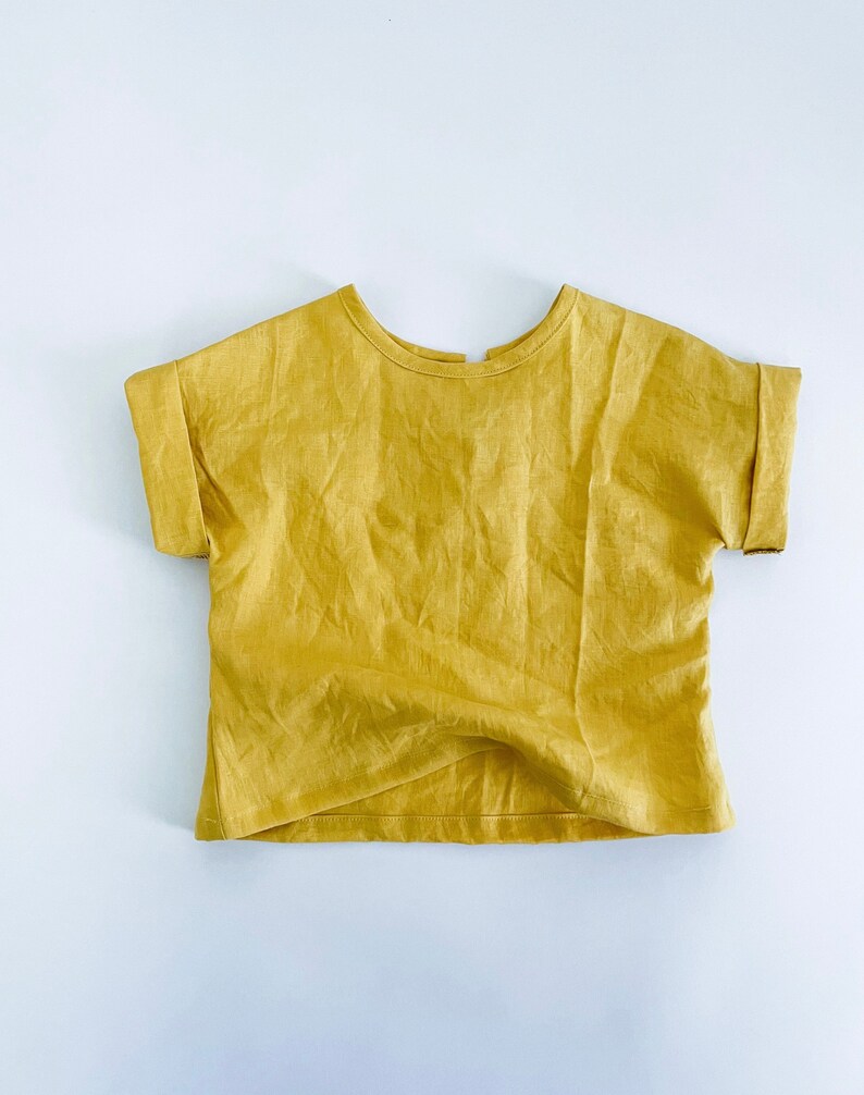 the mini Kelly tee a Kids Loose fit Linen Tee boxy T shirt top image 1